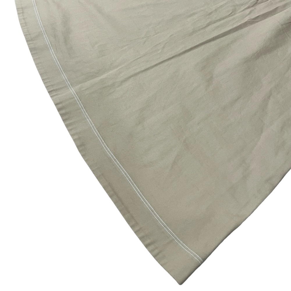 Cotton Khaki Tan A-line Maxi Skirt Elegant White Stitching Old Money Office - Picture 8 of 11
